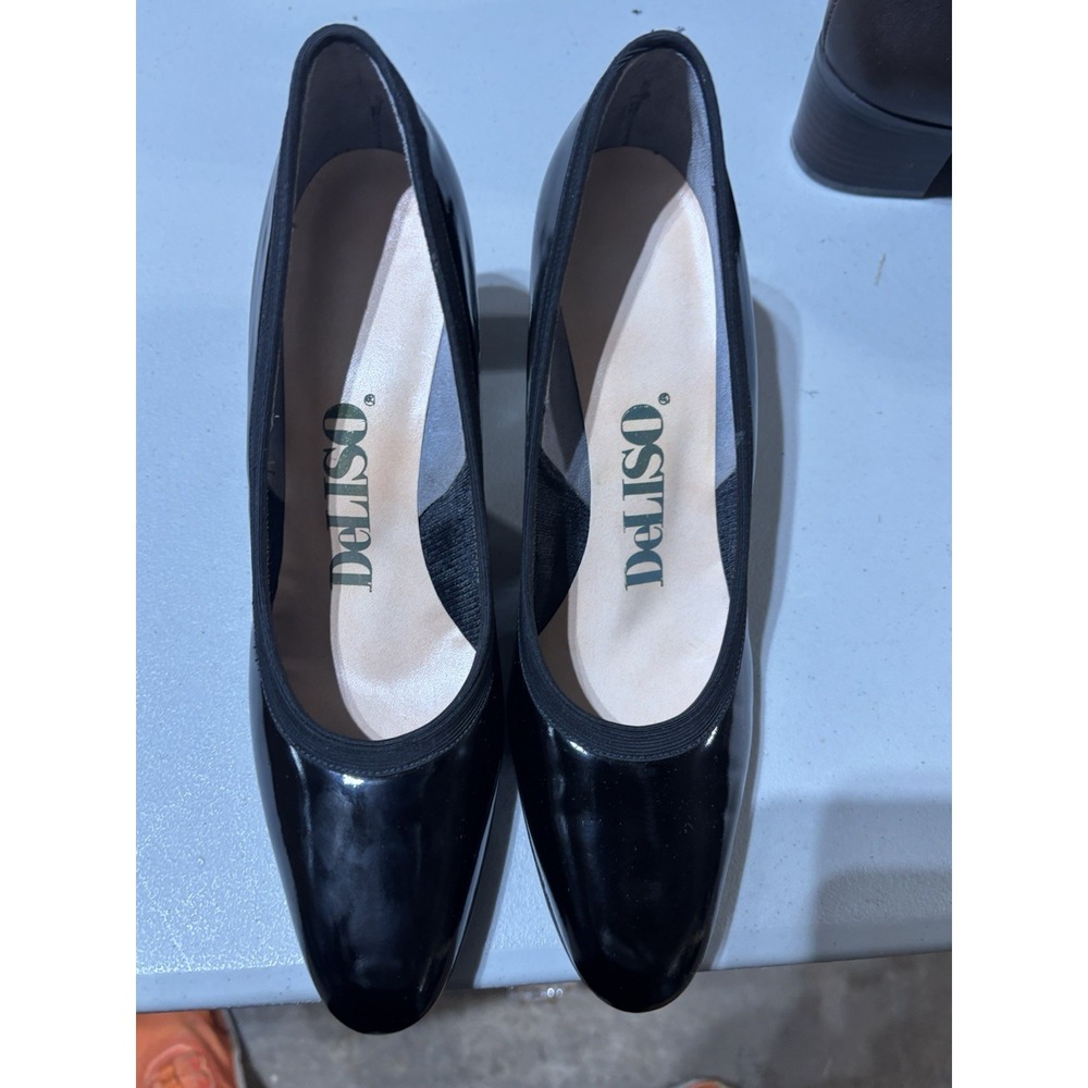 Vintage DeLISO Pumps Black Size 7‎ 1/2 N AAA Heels Shoes